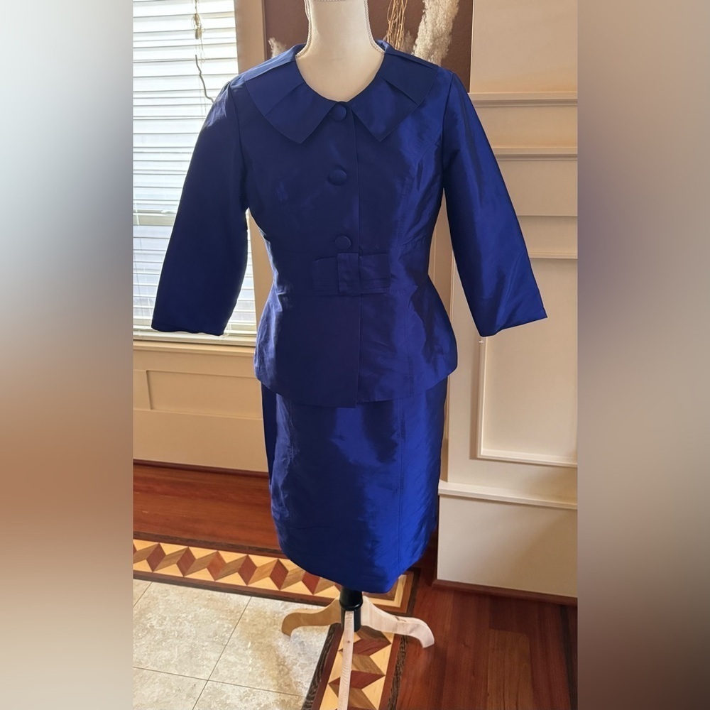 Peter Nygard Royal Blue two piece set with a blazer and dress..